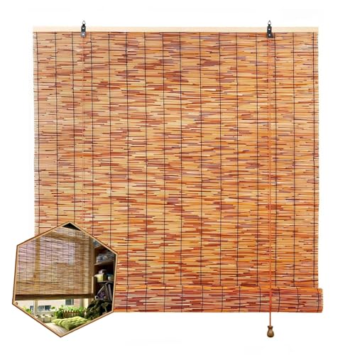 XIGOUZIQU Bambusrollos, Bambusrollos, Bambusrollos, Raffrollos für Fenster, Pavillon, Garten, Verdunkelung, Sonnenschutz, für drinnen und draußen (55 x 100 cm) von XIGOUZIQU
