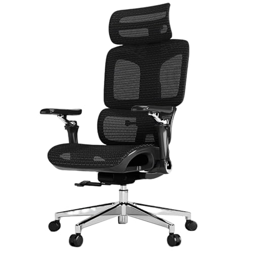 XIGOUZIQU Bürostuhl Ergonomisch,Atmungsaktiver Mesh-Stuhl, ComputerstuhEinstellbarer LendenstützeStretch Mesh Rückenlehne mit Rollen & Armlehne mit Hoher Rückenlehne(Black1) von XIGOUZIQU