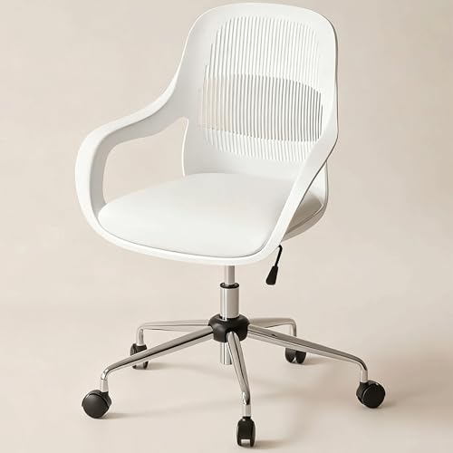 XIGOUZIQU Bürostuhl Ergonomisch,Computerstuh Drehstuhl ohne Kopfstütze Bewegungsfreiheit gepolsterte Sitzfläche, mit Rollen & Armlehne einfache Montage for Büro Heim Gaming(White) von XIGOUZIQU