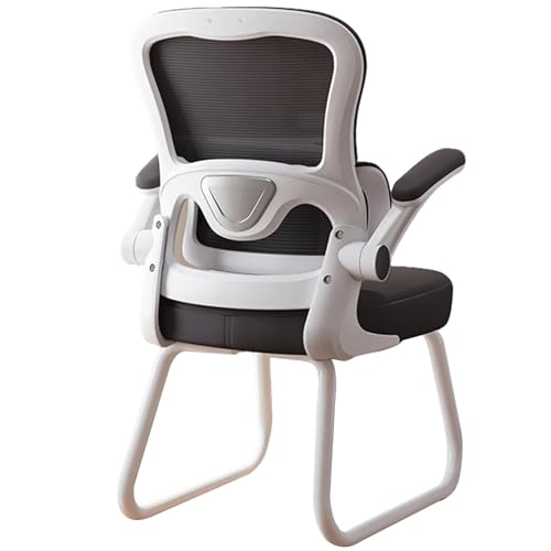 XIGOUZIQU Bürostuhl Ergonomisch,Computerstuh Stretch Mesh Rückenlehne mit Hochklappbaren Armlehnen, ohne Kopfstütze for maximale Bewegungsfreiheit gepolsterte Sitzfläche(Black+white2) von XIGOUZIQU