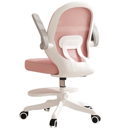 XIGOUZIQU Computerstuh Drehstuhl Atmungsaktiver Mesh-Stuhl, ohne Kopfstütze for maximale Bewegungsfreiheit Stretch Mesh Rückenlehne Armlehnen verstellbar,für Büro Heim Gaming(Pink) von XIGOUZIQU