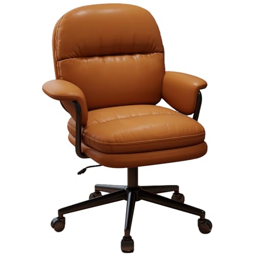 XIGOUZIQU Computerstuh Drehstuhl Schreibtischstuhl ohne Kopfstütze for maximale Bewegungsfreiheit for gesundes Sitzen mit Rollen & Armlehne for Schlafzimmer/Büro for Die Arbeit(Brown) von XIGOUZIQU