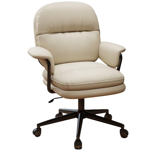XIGOUZIQU Computerstuh Drehstuhl Schreibtischstuhl ohne Kopfstütze for maximale Bewegungsfreiheit for gesundes Sitzen mit Rollen & Armlehne for Schlafzimmer/Büro for Die Arbeit(White) von XIGOUZIQU