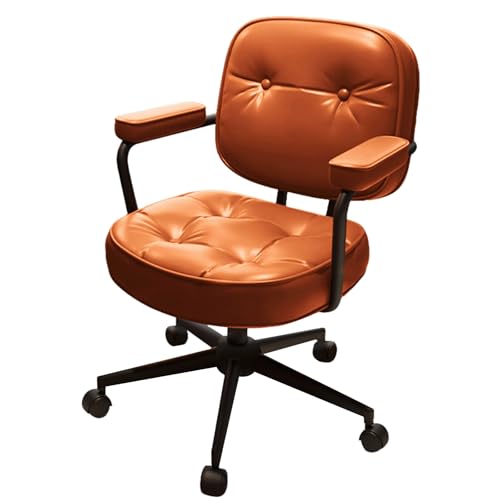 XIGOUZIQU Computerstuh Schminkstuhl ohne Kopfstütze for maximale Bewegungsfreiheit mit Rollen & Armlehne geeignet for Zuhause,einfache Montage mit breitem Sitzkissen(Orange2) von XIGOUZIQU