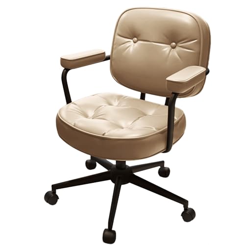 XIGOUZIQU Computerstuh Schminkstuhl ohne Kopfstütze for maximale Bewegungsfreiheit mit Rollen & Armlehne geeignet for Zuhause,einfache Montage mit breitem Sitzkissen(White2) von XIGOUZIQU