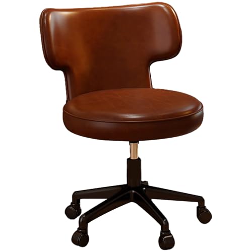 XIGOUZIQU Computerstuhl Home Office Chair Schreibtischstuhl ohne Kopfstütze for maximale Bewegungsfreiheit for gesundes Sitzen gepolsterte Sitzfläche,mit Rollen, for Schlafzimmer/Büro(Brown) von XIGOUZIQU