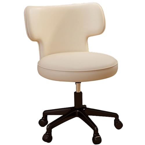 XIGOUZIQU Computerstuhl Home Office Chair Schreibtischstuhl ohne Kopfstütze for maximale Bewegungsfreiheit for gesundes Sitzen gepolsterte Sitzfläche,mit Rollen, for Schlafzimmer/Büro(White) von XIGOUZIQU