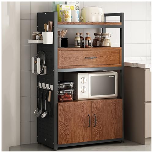 XIGOUZIQU Freistehendes Küchenregal, Bäckerregal mit Lagerschrank, Küchenvorratsschrank, Regal-Organizer mit Haken, Sideboard-/Buffetschränke(D,70cm (27.56in)) von XIGOUZIQU