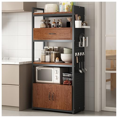 XIGOUZIQU Freistehendes Küchenregal, Bäckerregal mit Lagerschrank, Küchenvorratsschrank, Regal-Organizer mit Haken, Sideboard-/Buffetschränke(E,50cm (19.68in)) von XIGOUZIQU