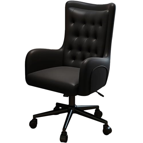 XIGOUZIQU Home Office Chair Schreibtischstuhl for gesundes Sitzen gepolsterte Sitzfläche, mit Rollen & Armlehne - einfache Montage mit breitem Sitzkissen, for Schlafzimmer/Büro(Black) von XIGOUZIQU