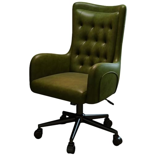 XIGOUZIQU Home Office Chair Schreibtischstuhl for gesundes Sitzen gepolsterte Sitzfläche, mit Rollen & Armlehne - einfache Montage mit breitem Sitzkissen, for Schlafzimmer/Büro(White) von XIGOUZIQU