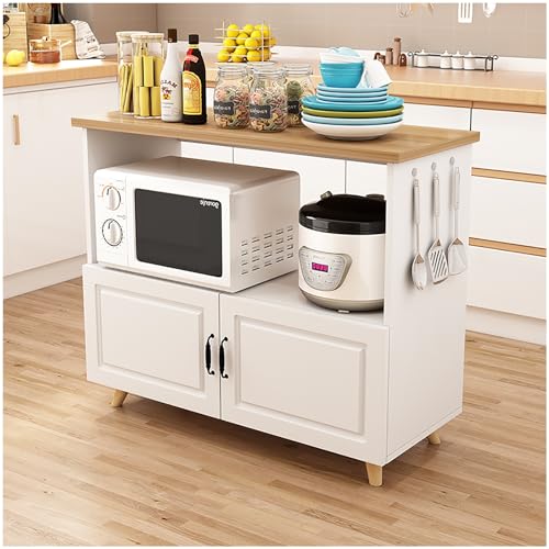 XIGOUZIQU Kücheninsel mit Schränken, Buffetschrank mit Stauraum, Sideboard mit Anrichte, Bäckerregal, Stauraumschränke for Esszimmer, Küche, Wohnzimmer (Vorratsschrank)(C,90x40cm/35.43x15.75in) von XIGOUZIQU