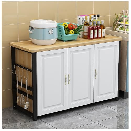 XIGOUZIQU Küchenvorratsschrank, Kleiner Lagerschrank, Kücheninsel, Buffetschrank mit Lagerraum, großer Lagerraum, Vorbereitungstisch for zu Hause, Metallhalterung(140x40cm/55.12x15.75in) von XIGOUZIQU