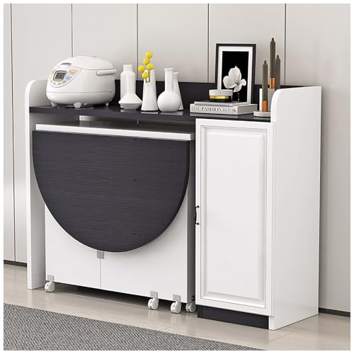XIGOUZIQU Moderner Kaffeebartisch mit Lagerschrank, klappbarer Beistelltisch, Sideboard, Buffetschrank, mobiler Esstisch for Küche, Wohnzimmer, Esszimmer, Eingangsbereich(A,Large) von XIGOUZIQU