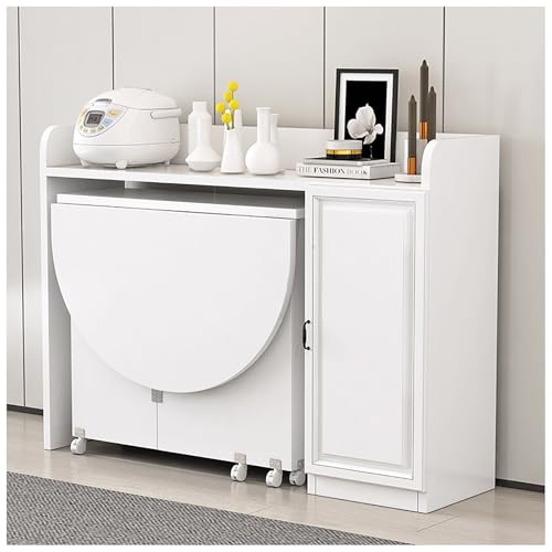 XIGOUZIQU Moderner Kaffeebartisch mit Lagerschrank, klappbarer Beistelltisch, Sideboard, Buffetschrank, mobiler Esstisch for Küche, Wohnzimmer, Esszimmer, Eingangsbereich(B,S) von XIGOUZIQU