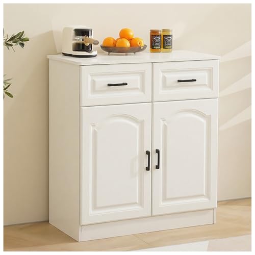 XIGOUZIQU Modernes Bauernhaus-Sideboard, Buffetschrank, Buffet-Aufbewahrungsschrank mit Schubladen, TV-Ständer, Holz-Kaffeebar mit Stauraum for Küche, Esszimmer, Wohnzimmer, Weiß(B,80cm/31.49in) von XIGOUZIQU
