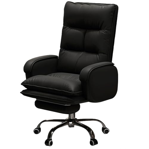 XIGOUZIQU Schreibtischstuhl Bürostuhl Ergonomisch, PC Stuhl mit Lendenwirbelstütze Rückenschonen mit Rollen & Armlehne mit breitem Sitzkissen,mit Hoher Rückenlehnefür Büro Heim Gaming(Black1) von XIGOUZIQU