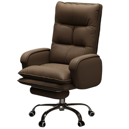XIGOUZIQU Schreibtischstuhl Bürostuhl Ergonomisch, PC Stuhl mit Lendenwirbelstütze Rückenschonen mit Rollen & Armlehne mit breitem Sitzkissen,mit Hoher Rückenlehnefür Büro Heim Gaming(Brown1) von XIGOUZIQU