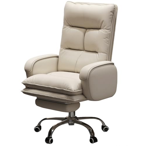 XIGOUZIQU Schreibtischstuhl Bürostuhl Ergonomisch, PC Stuhl mit Lendenwirbelstütze Rückenschonen mit Rollen & Armlehne mit breitem Sitzkissen,mit Hoher Rückenlehnefür Büro Heim Gaming(Whitw2) von XIGOUZIQU