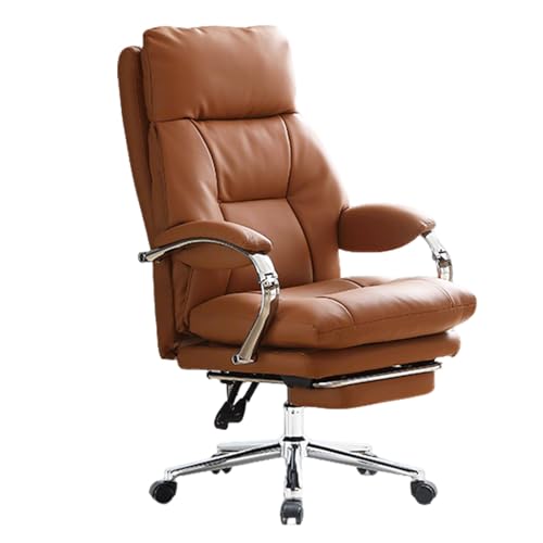 XIGOUZIQU Schreibtischstuhl Bürostuhl Ergonomisch, for gesundes Sitzen mit Lendenwirbelstütze Rückenschonend mit Rollen & Armlehne mit Hoher Rückenlehne(Brown1) von XIGOUZIQU