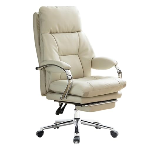 XIGOUZIQU Schreibtischstuhl Bürostuhl Ergonomisch, for gesundes Sitzen mit Lendenwirbelstütze Rückenschonend mit Rollen & Armlehne mit Hoher Rückenlehne(White2) von XIGOUZIQU