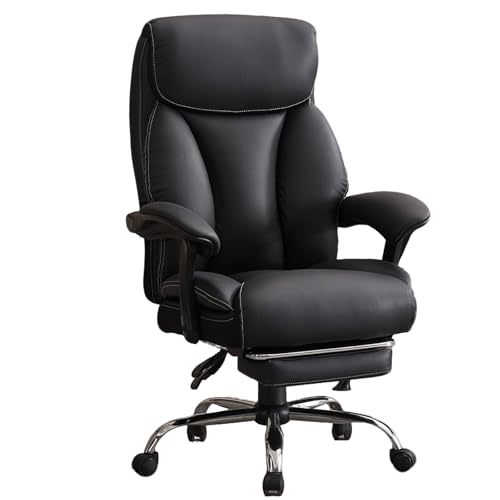 XIGOUZIQU Schreibtischstuhl Bürostuhl Ergonomisch, mit Wippfunktion bis 170° for gesundes Sitzenmit Lendenwirbelstütze Rückenschonendgepolsterte Sitzfläche(Black1) von XIGOUZIQU