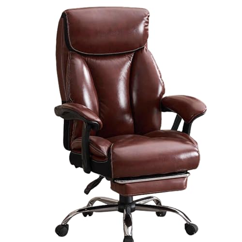 XIGOUZIQU Schreibtischstuhl Bürostuhl Ergonomisch, mit Wippfunktion bis 170° for gesundes Sitzenmit Lendenwirbelstütze Rückenschonendgepolsterte Sitzfläche(Red1) von XIGOUZIQU