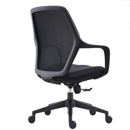 XIGOUZIQU Schreibtischstuhl Bürostuhl Ergonomisch, ohne Kopfstütze for maximale Bewegungsfreiheit mit Rollen & Armlehne weiche Lordosenstütze, Drehstuhl for Büro Heim Gaming(Black) von XIGOUZIQU