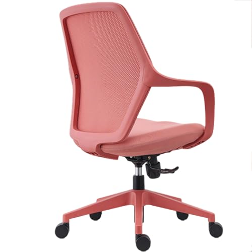 XIGOUZIQU Schreibtischstuhl Bürostuhl Ergonomisch, ohne Kopfstütze for maximale Bewegungsfreiheit mit Rollen & Armlehne weiche Lordosenstütze, Drehstuhl for Büro Heim Gaming(Pink) von XIGOUZIQU