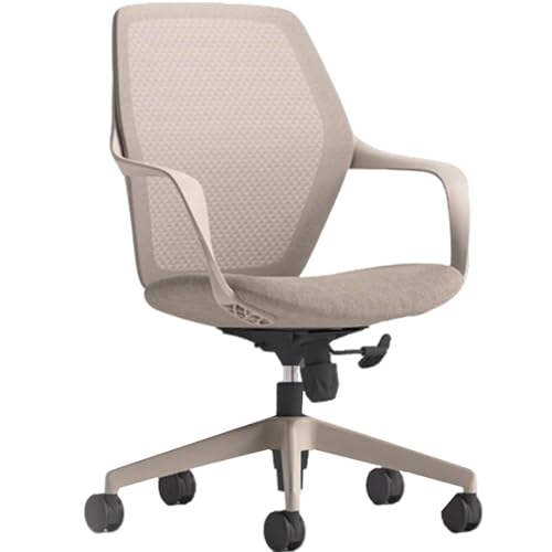XIGOUZIQU Schreibtischstuhl Bürostuhl Ergonomisch, ohne Kopfstütze for maximale Bewegungsfreiheit mit Rollen & Armlehne weiche Lordosenstütze, Drehstuhl for Büro Heim Gaming(White) von XIGOUZIQU