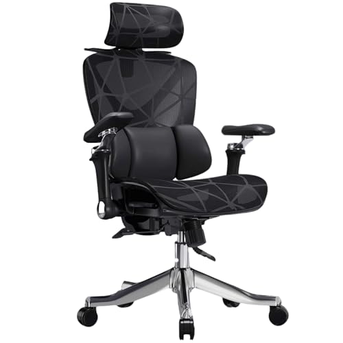 XIGOUZIQU Schreibtischstuhl Bürostuhl Ergonomisch,Gaming Stuhl, mit Wippfunktion for gesundes Sitzenmit Lendenwirbelstütze Rückenschonend stufenlos höhenverstellbar(Black1) von XIGOUZIQU