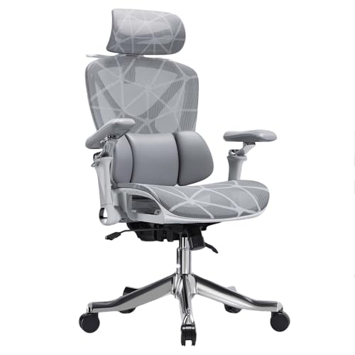 XIGOUZIQU Schreibtischstuhl Bürostuhl Ergonomisch,Gaming Stuhl, mit Wippfunktion for gesundes Sitzenmit Lendenwirbelstütze Rückenschonend stufenlos höhenverstellbar(Gray1) von XIGOUZIQU
