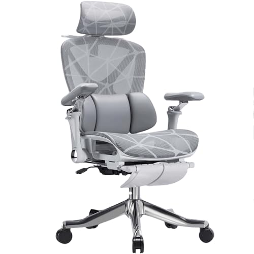 XIGOUZIQU Schreibtischstuhl Bürostuhl Ergonomisch,Gaming Stuhl, mit Wippfunktion for gesundes Sitzenmit Lendenwirbelstütze Rückenschonend stufenlos höhenverstellbar(Gray2) von XIGOUZIQU