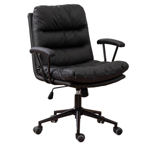 XIGOUZIQU Schreibtischstuhl Bürostuhl Ergonomisch,gepolsterte Sitzfläche, mit Rollen & Armlehne - for Büro Heim Gaming for Kleine Räume(Black) von XIGOUZIQU