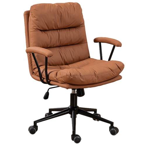 XIGOUZIQU Schreibtischstuhl Bürostuhl Ergonomisch,gepolsterte Sitzfläche, mit Rollen & Armlehne - for Büro Heim Gaming for Kleine Räume(Brown) von XIGOUZIQU