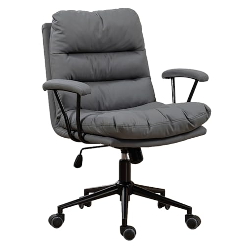 XIGOUZIQU Schreibtischstuhl Bürostuhl Ergonomisch,gepolsterte Sitzfläche, mit Rollen & Armlehne - for Büro Heim Gaming for Kleine Räume(Dark Gray) von XIGOUZIQU
