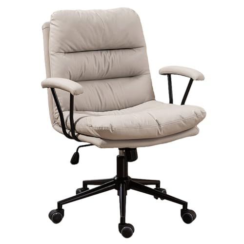 XIGOUZIQU Schreibtischstuhl Bürostuhl Ergonomisch,gepolsterte Sitzfläche, mit Rollen & Armlehne - for Büro Heim Gaming for Kleine Räume(Light Gray) von XIGOUZIQU