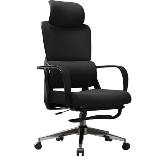XIGOUZIQU Schreibtischstuhl Bürostuhl Ergonomisch,mit Hoher Rückenlehne mit Verstellbarer Kopfstütze mit Wippfunktionmit Lendenwirbelstütze Rückenschonend(Black) von XIGOUZIQU