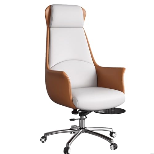 XIGOUZIQU Schreibtischstuhl Computerstuh Drehstuhlmit Hoher Rückenlehne for gesundes Sitzen gepolsterte Sitzfläche, for Büro Heim Gaming(White+orange1) von XIGOUZIQU