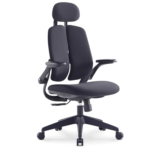 XIGOUZIQU Schreibtischstuhl Computerstuh Gaming Stuhl, mit Rollen & Armlehne Armlehnen verstellbar, mit Verstellbarer Kopfstütze for Büro Heim Gaming(Black) von XIGOUZIQU