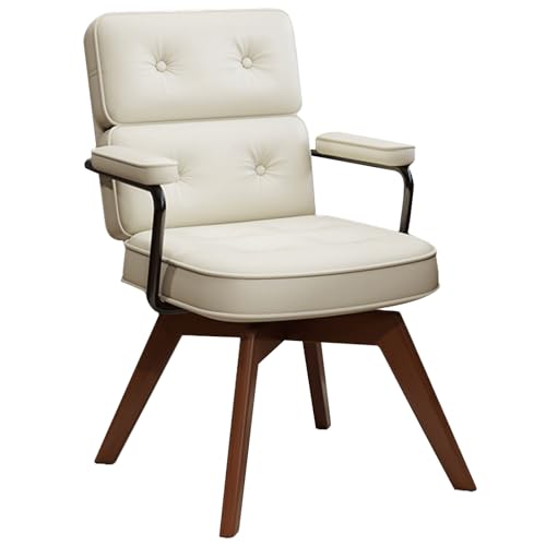 XIGOUZIQU Schreibtischstuhl Computerstuh gepolsterte Sitzfläche, festen Armlehnen weiche Lordosenstütze, mit breitem Sitzkissen, for Büro Heim Gaming(White) von XIGOUZIQU