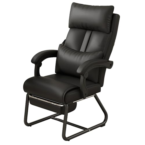 XIGOUZIQU Schreibtischstuhl Computerstuh gepolsterte Sitzfläche,mit breitem Sitzkissen,weiche Lordosenstütze, for Erwachsene, Gaming, Lernen, Arbeiten(Black) von XIGOUZIQU