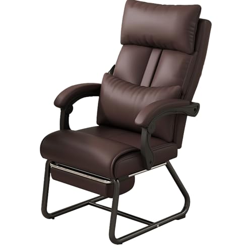XIGOUZIQU Schreibtischstuhl Computerstuh gepolsterte Sitzfläche,mit breitem Sitzkissen,weiche Lordosenstütze, for Erwachsene, Gaming, Lernen, Arbeiten(Brown) von XIGOUZIQU