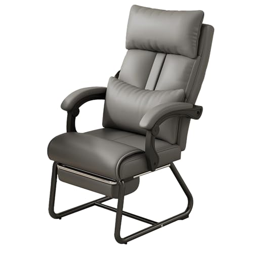 XIGOUZIQU Schreibtischstuhl Computerstuh gepolsterte Sitzfläche,mit breitem Sitzkissen,weiche Lordosenstütze, for Erwachsene, Gaming, Lernen, Arbeiten(Gray) von XIGOUZIQU