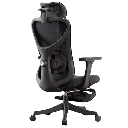 XIGOUZIQU Schreibtischstuhl Gaming Stuhl,mit Verstellbarer Kopfstütze, Armlehnen, Lendenwirbelstütze,Drehstuhl Wippfunktion, Stretch Mesh Rückenlehne mit breitem Sitzkissen(Black) von XIGOUZIQU