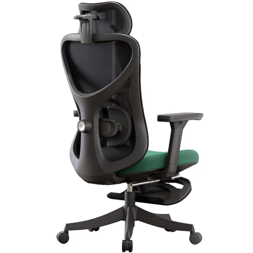 XIGOUZIQU Schreibtischstuhl Gaming Stuhl,mit Verstellbarer Kopfstütze, Armlehnen, Lendenwirbelstütze,Drehstuhl Wippfunktion, Stretch Mesh Rückenlehne mit breitem Sitzkissen(Green) von XIGOUZIQU