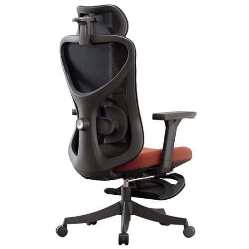 XIGOUZIQU Schreibtischstuhl Gaming Stuhl,mit Verstellbarer Kopfstütze, Armlehnen, Lendenwirbelstütze,Drehstuhl Wippfunktion, Stretch Mesh Rückenlehne mit breitem Sitzkissen(Red) von XIGOUZIQU