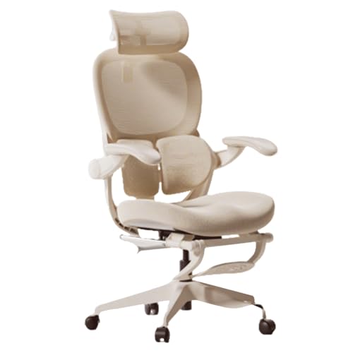 XIGOUZIQU Schreibtischstuhl Netzstuhl Computerstuh Home Office Chair mitVerstellbarerKopfstütze,Armlehnen,Lendenwirbelstütze,Drehstuhl Wippfunktion, gepolsterte Sitzfläche(Gray1) von XIGOUZIQU