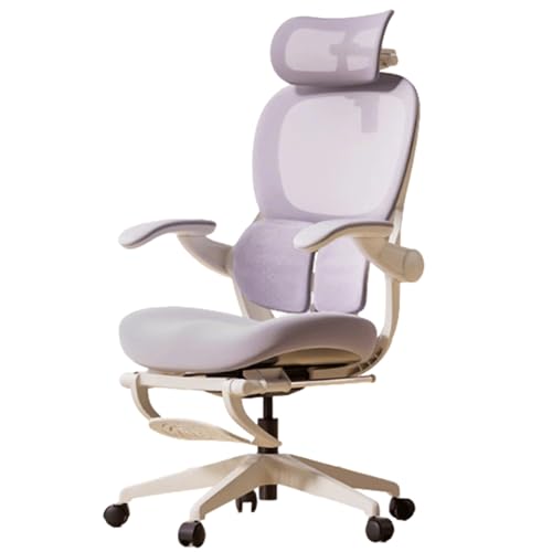 XIGOUZIQU Schreibtischstuhl Netzstuhl Computerstuh Home Office Chair mitVerstellbarerKopfstütze,Armlehnen,Lendenwirbelstütze,Drehstuhl Wippfunktion, gepolsterte Sitzfläche(Purple2) von XIGOUZIQU