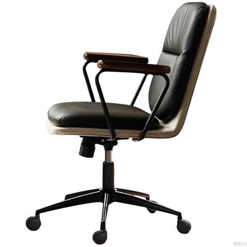 XIGOUZIQU Schreibtischstuhl Stuhl for Arbeitszimmer Computerstuhl Home Office Chair ohne Kopfstütze for maximale Bewegungsfreiheit gepolsterte Sitzfläche,weiche Lordosenstütze(Black) von XIGOUZIQU
